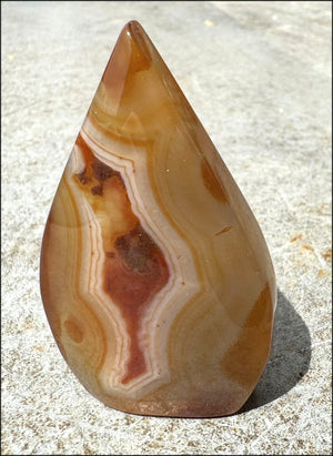 Carnelian FLAME OF LIFE Standing Stone with Cool VUGS - Joy, Courage