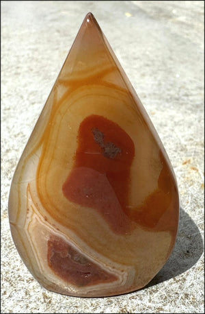 Carnelian FLAME OF LIFE Standing Stone with Cool VUGS - Joy, Courage