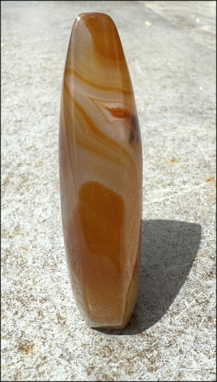 Carnelian FLAME OF LIFE Standing Stone with Cool VUGS - Joy, Courage