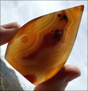 Carnelian FLAME OF LIFE Standing Stone with Cool VUGS - Joy, Courage