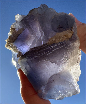 Lovely 1/2lb BLUE Fluorite Crystal Specimen with Hematite - Calming, Divination