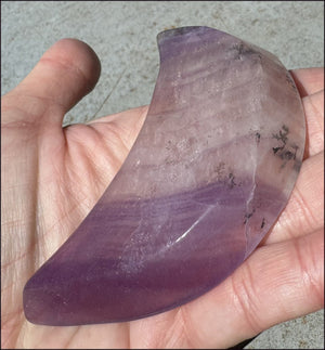 Banded Purple Fluorite CRESCENT MOON Bowl / Dish with Dendritic inclusions