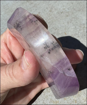 Banded Purple Fluorite CRESCENT MOON Bowl / Dish with Dendritic inclusions