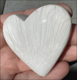 ~Shimmery~ Polished Scolecite Crystal HEART - Clearing and Releasing