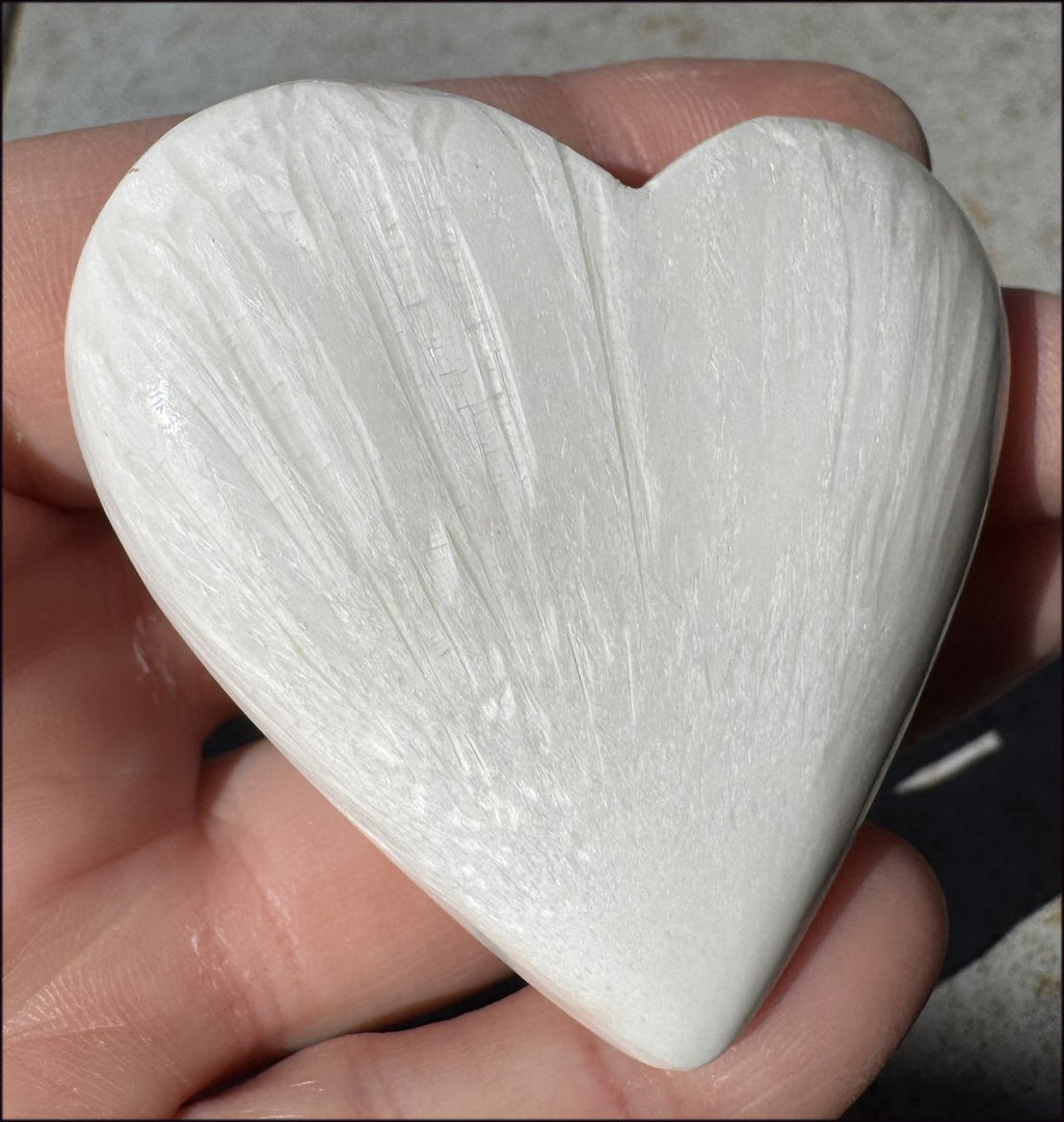 ~Shimmery~ Polished Scolecite Crystal HEART - Clearing and Releasing