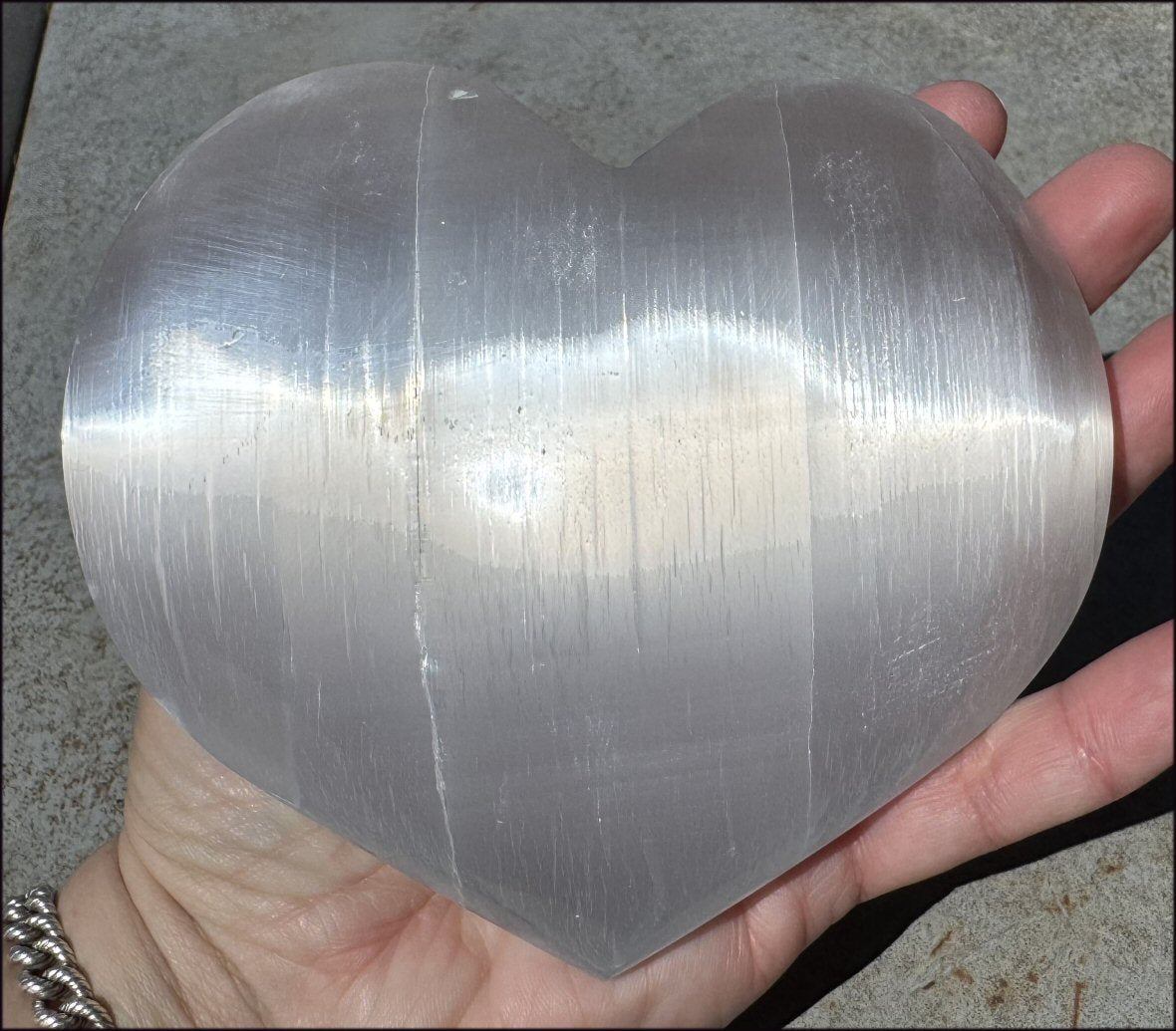 3XL White Satin Spar SELENITE Crystal Heart - Clarity, Remove energy blocks