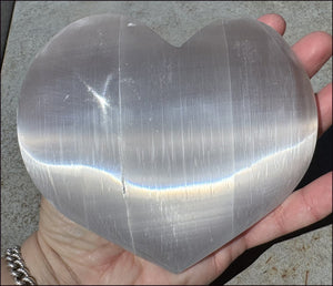3XL White Satin Spar SELENITE Crystal Heart - Clarity, Remove energy blocks