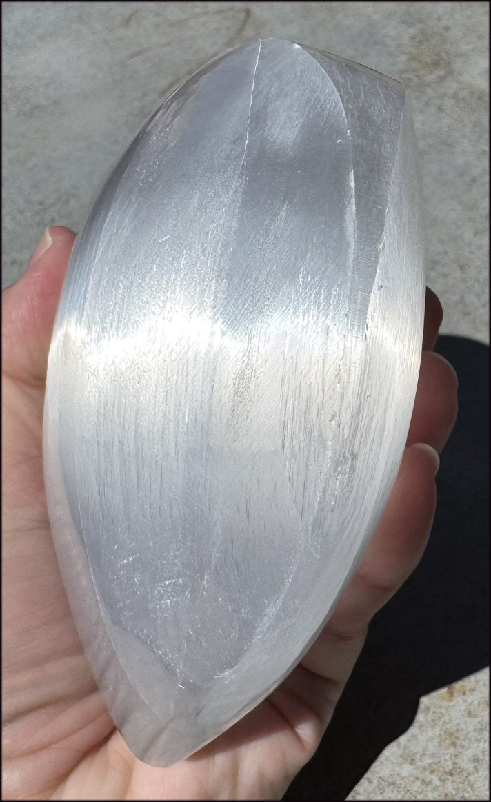 3XL White Satin Spar SELENITE Crystal Heart - Clarity, Remove energy blocks