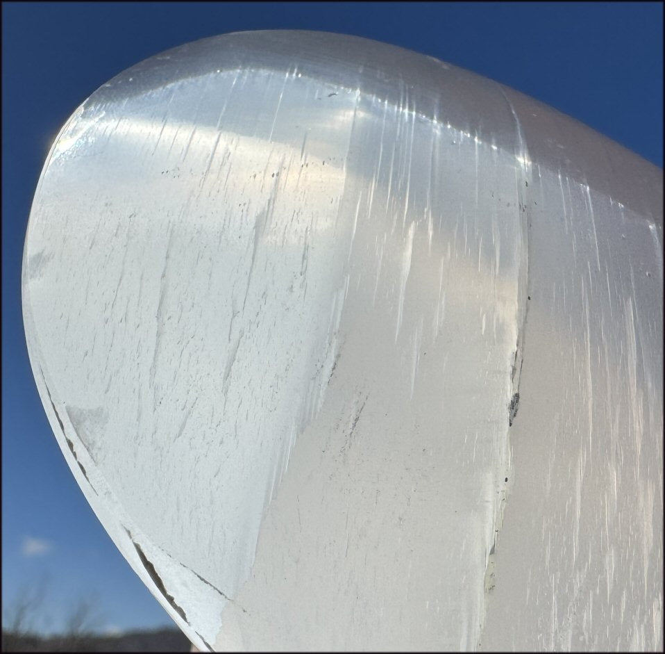 3XL White Satin Spar SELENITE Crystal Heart - Clarity, Remove energy blocks