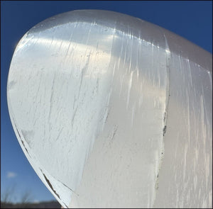 3XL White Satin Spar SELENITE Crystal Heart - Clarity, Remove energy blocks