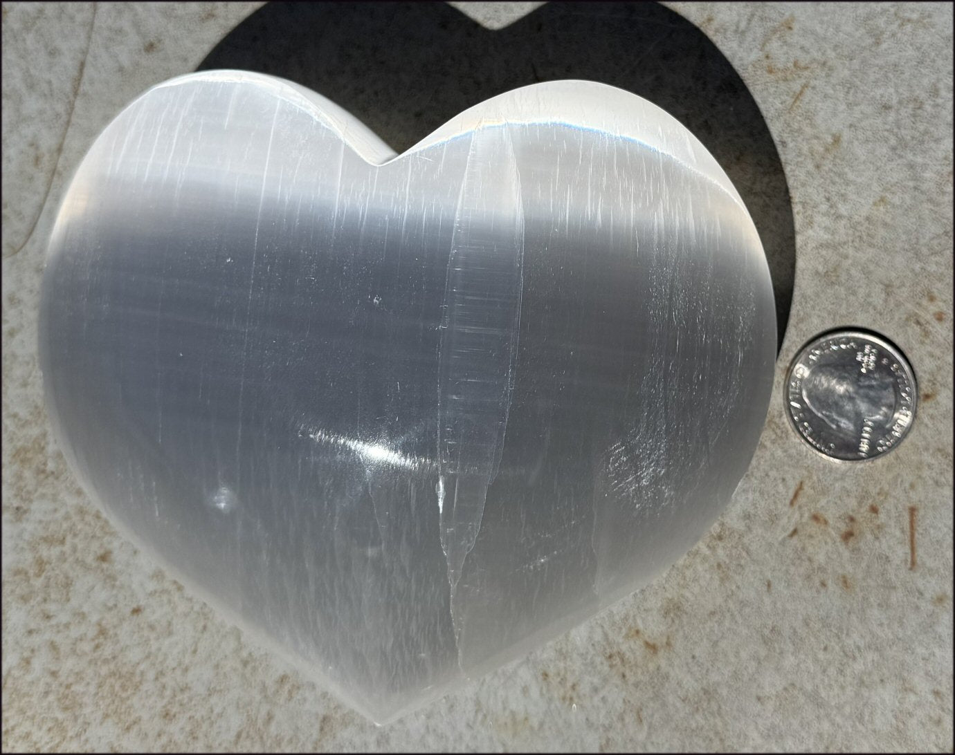 3XL White Satin Spar SELENITE Crystal Heart - Clarity, Remove energy blocks