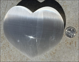 3XL White Satin Spar SELENITE Crystal Heart - Clarity, Remove energy blocks