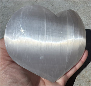 3XL White Satin Spar SELENITE Crystal Heart - Clarity, Remove energy blocks