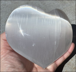 3XL White Satin Spar SELENITE Crystal Heart - Clarity, Remove energy blocks