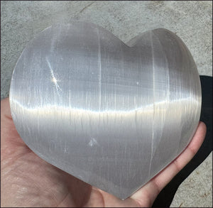 3XL White Satin Spar SELENITE Crystal Heart - Clarity, Remove energy blocks