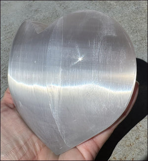 3XL White Satin Spar SELENITE Crystal Heart - Clarity, Remove energy blocks