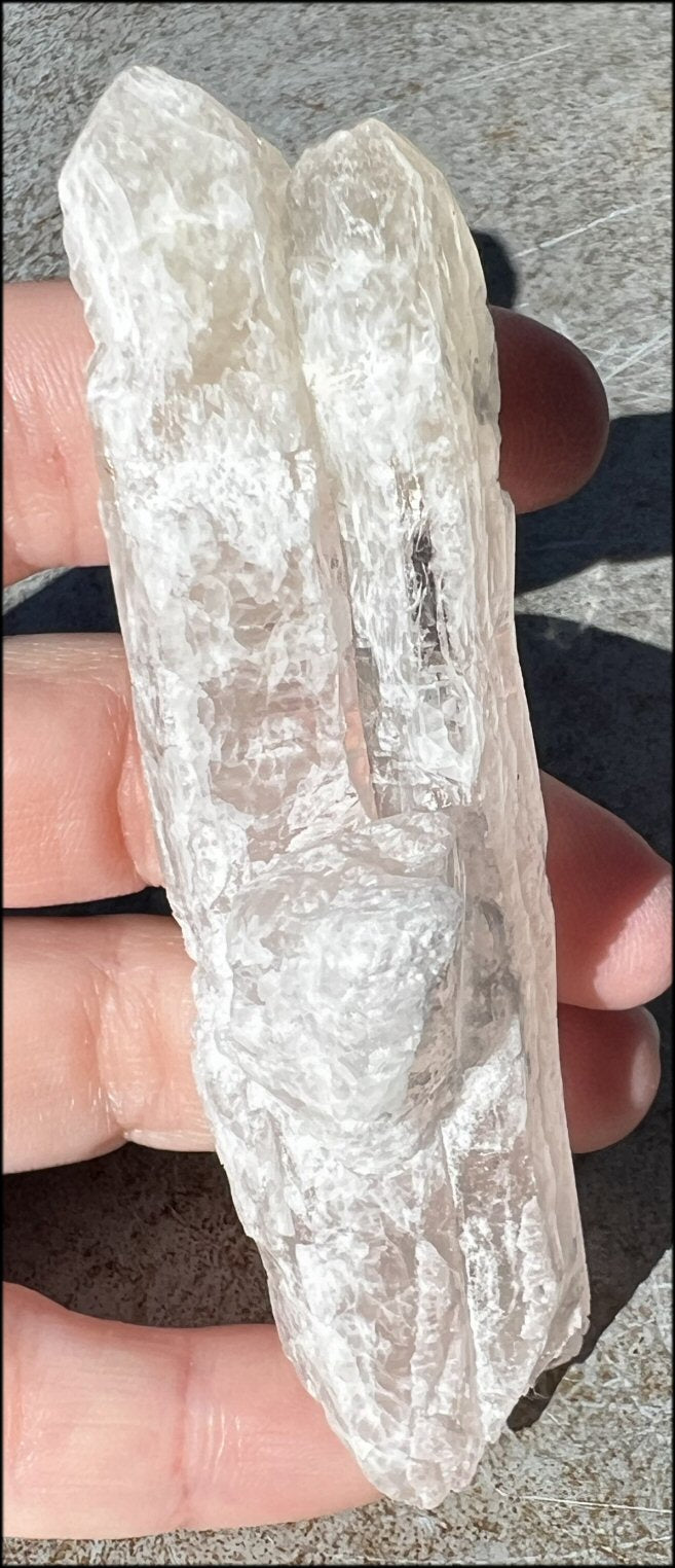 Mongolian Quartz Tabular Twin Wand with Self-Healed Bridge Crystal