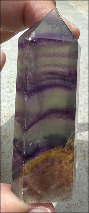 FLUORITE Crystal Obelisk with Hematite - Peace & Calm, Great for meditation!