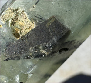Prehnite Obelisk / Standing Stone with Epidote, Amphibole inclusions, Vugs
