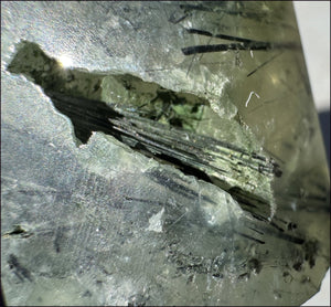 Prehnite Obelisk / Standing Stone with Epidote, Amphibole inclusions, Vugs