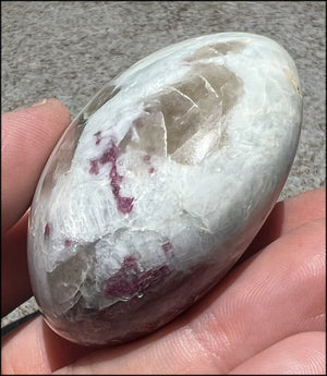 Madagascar Lepidolite + Feldspar + Quartz Crystal Palm Stone - Joy, Stabilizing