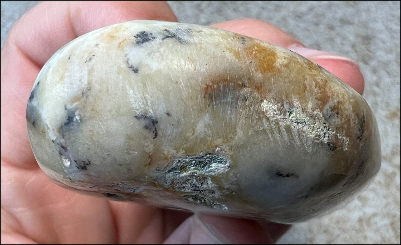 Madagascar Light GREEN OPAL Palm Stone with Lots of Dendritic inclusions