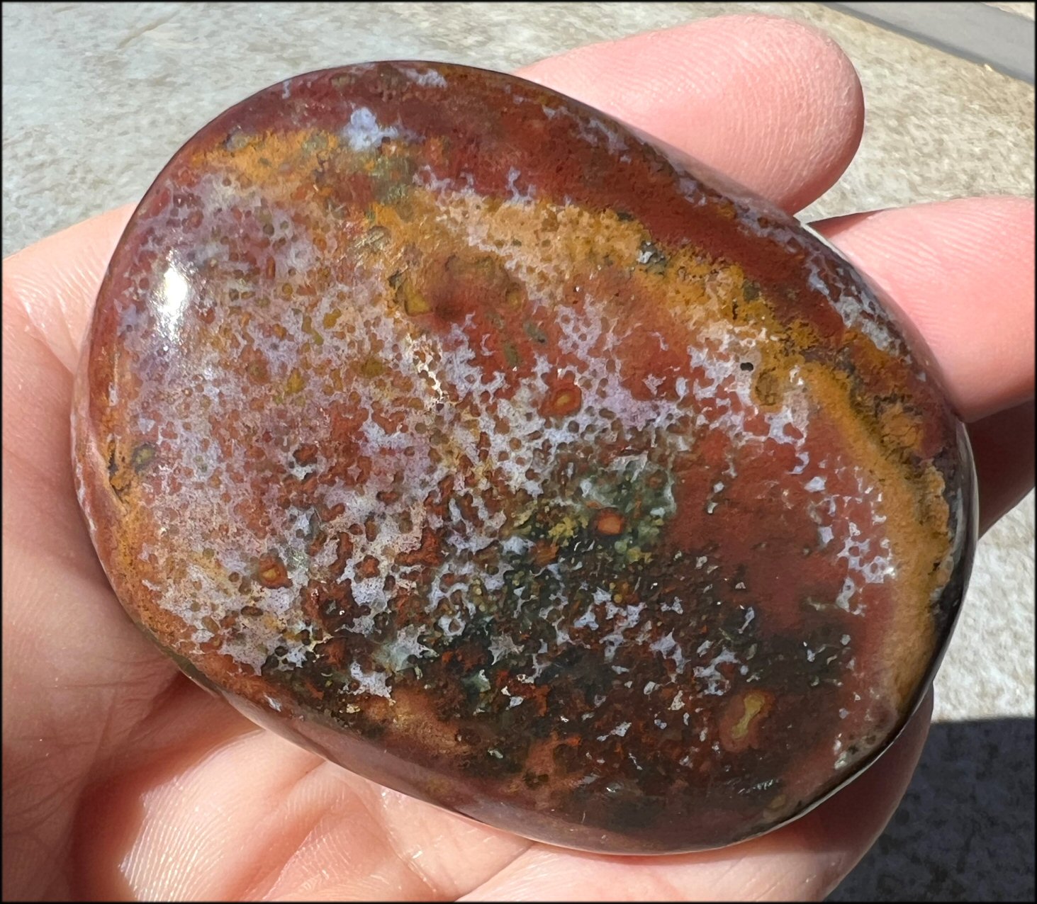 ~Stunning~ Bloodstone + Ocean Jasper Mix Crystal Palm Stone