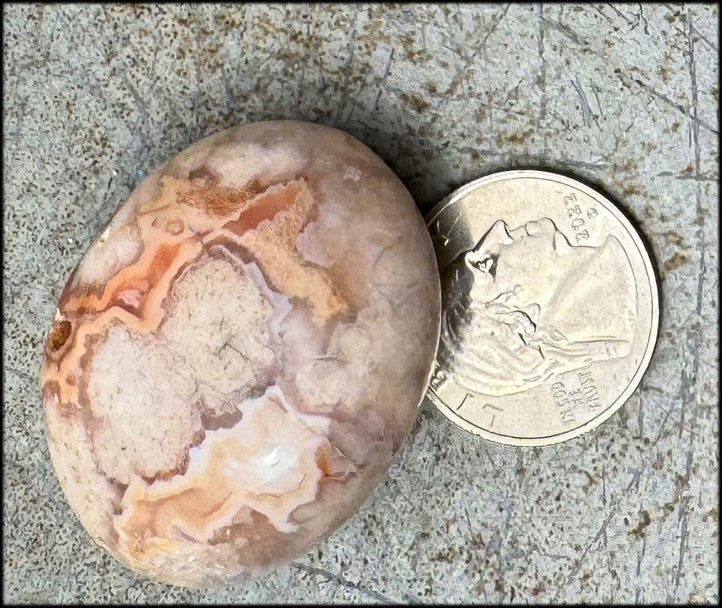 Cherry Blossom Agate AKA Flower Agate Crystal Pocket/Palm Stone with VUG!