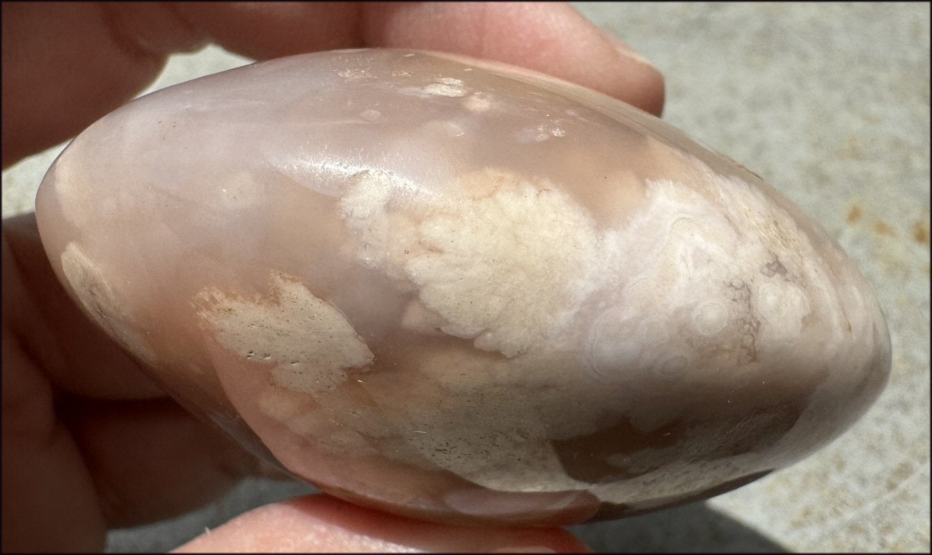 Cherry Blossom Agate AKA Flower Agate Crystal Palm Stone - Gratitude, Calm