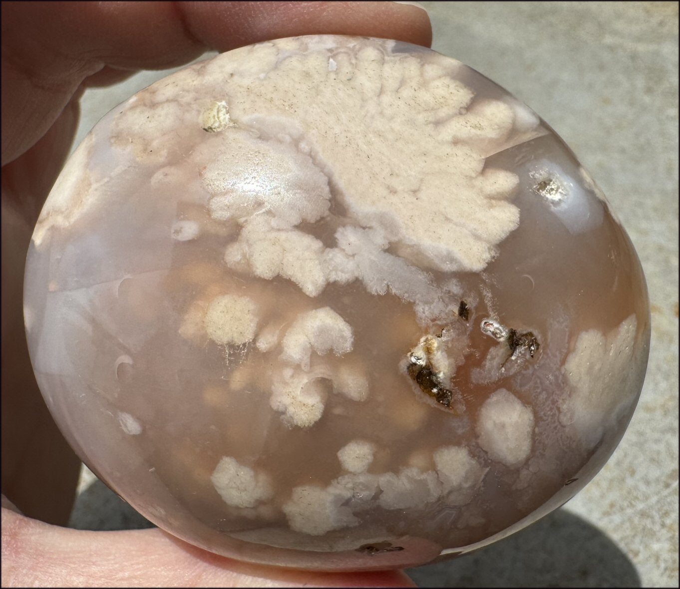 Cherry Blossom Agate AKA Flower Agate Crystal Palm Stone - Gratitude, Calm