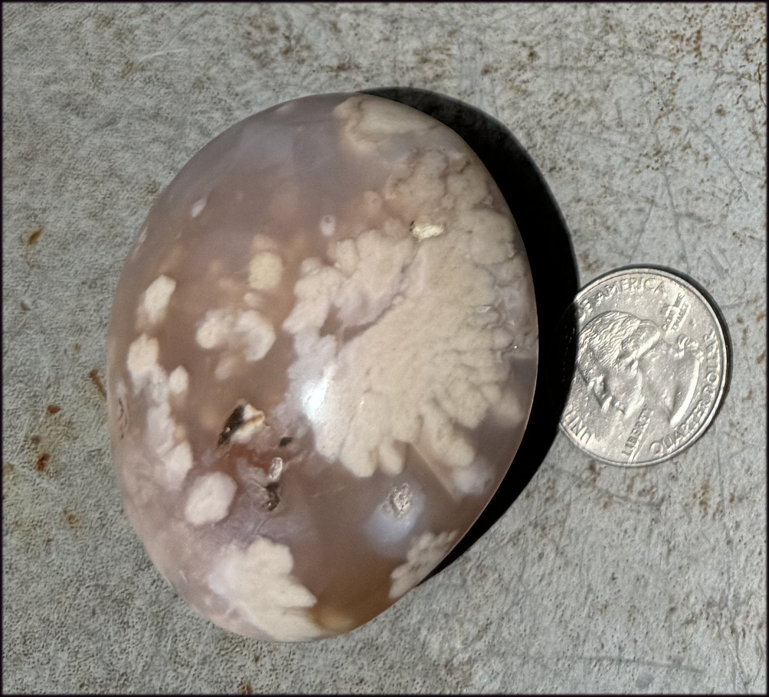 Cherry Blossom Agate AKA Flower Agate Crystal Palm Stone - Gratitude, Calm