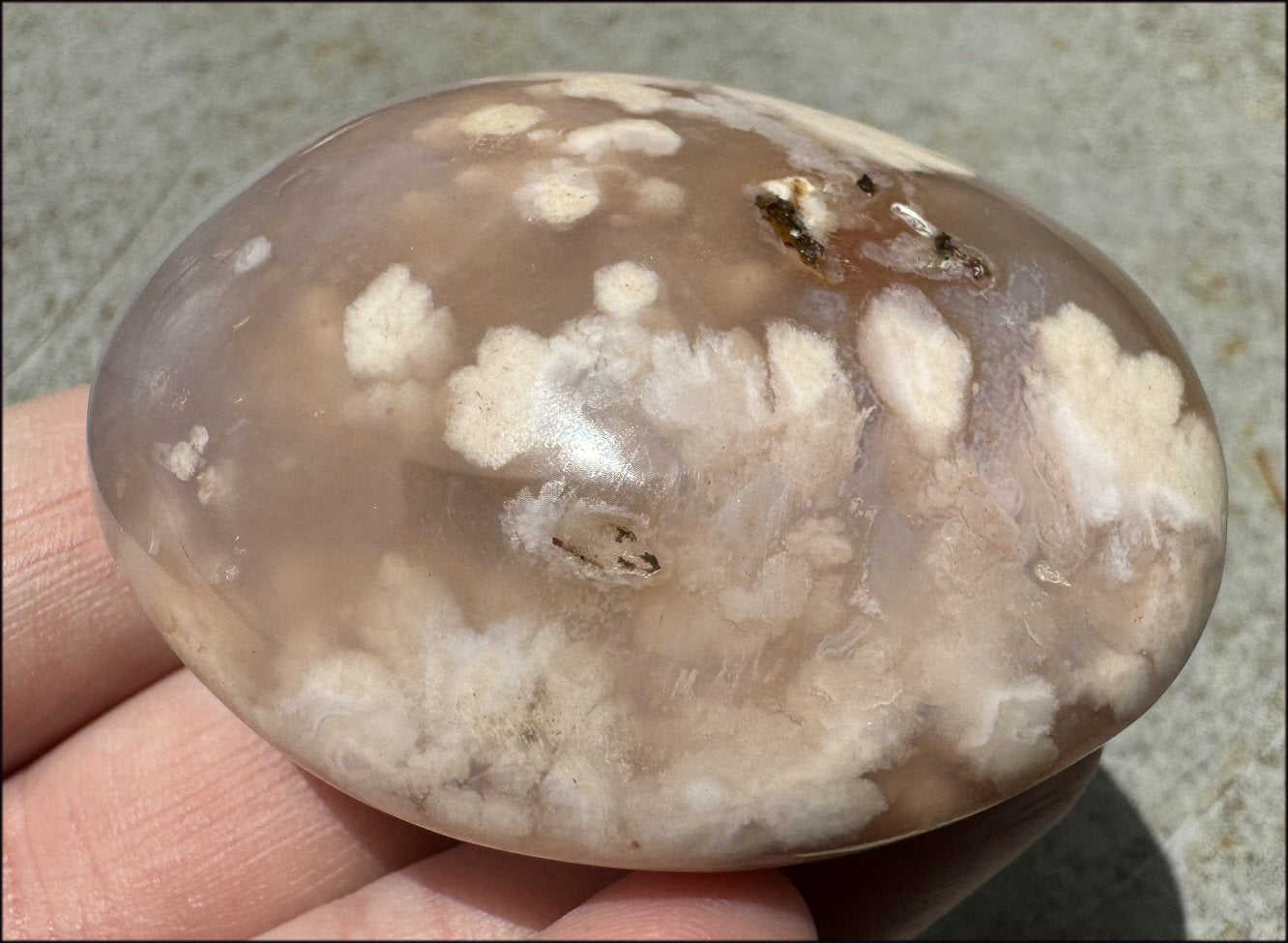 Cherry Blossom Agate AKA Flower Agate Crystal Palm Stone - Gratitude, Calm