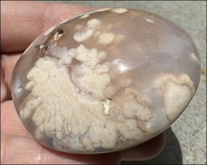 Cherry Blossom Agate AKA Flower Agate Crystal Palm Stone - Gratitude, Calm