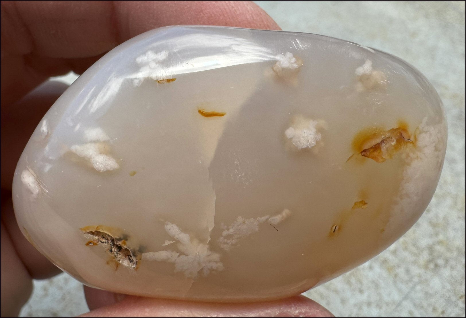Cherry Blossom Agate AKA Flower Agate Crystal Palm Stone with Big VUG