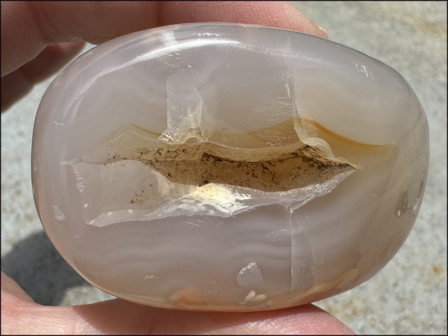 Cherry Blossom Agate AKA Flower Agate Crystal Palm Stone with Big VUG