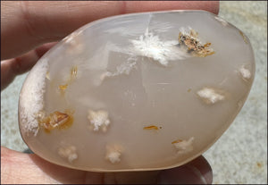 Cherry Blossom Agate AKA Flower Agate Crystal Palm Stone with Big VUG