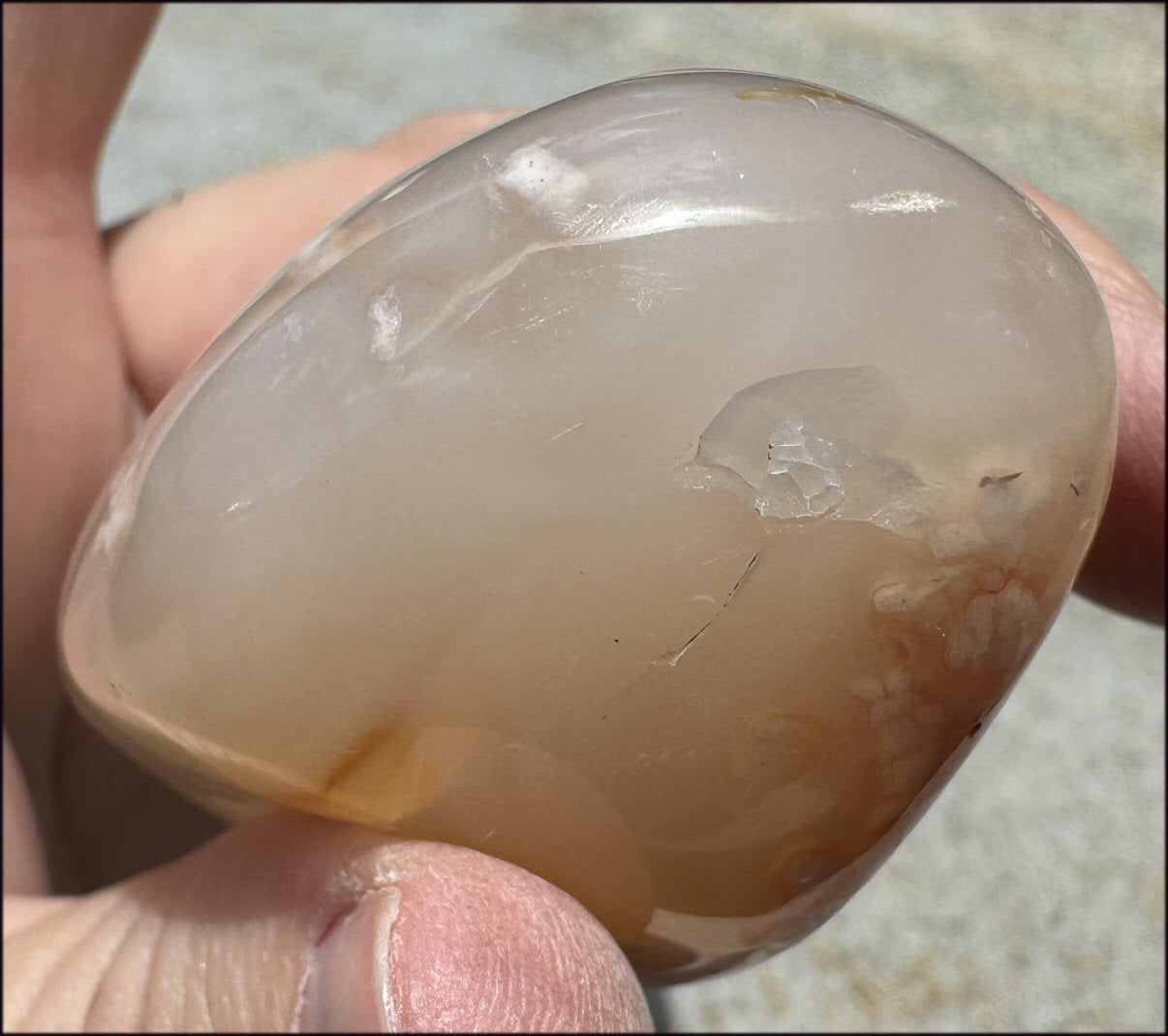 Cherry Blossom Agate AKA Flower Agate Crystal Palm Stone with Big VUG