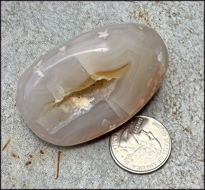 Cherry Blossom Agate AKA Flower Agate Crystal Palm Stone with Big VUG