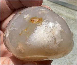 Cherry Blossom Agate AKA Flower Agate Crystal Palm Stone with Big VUG
