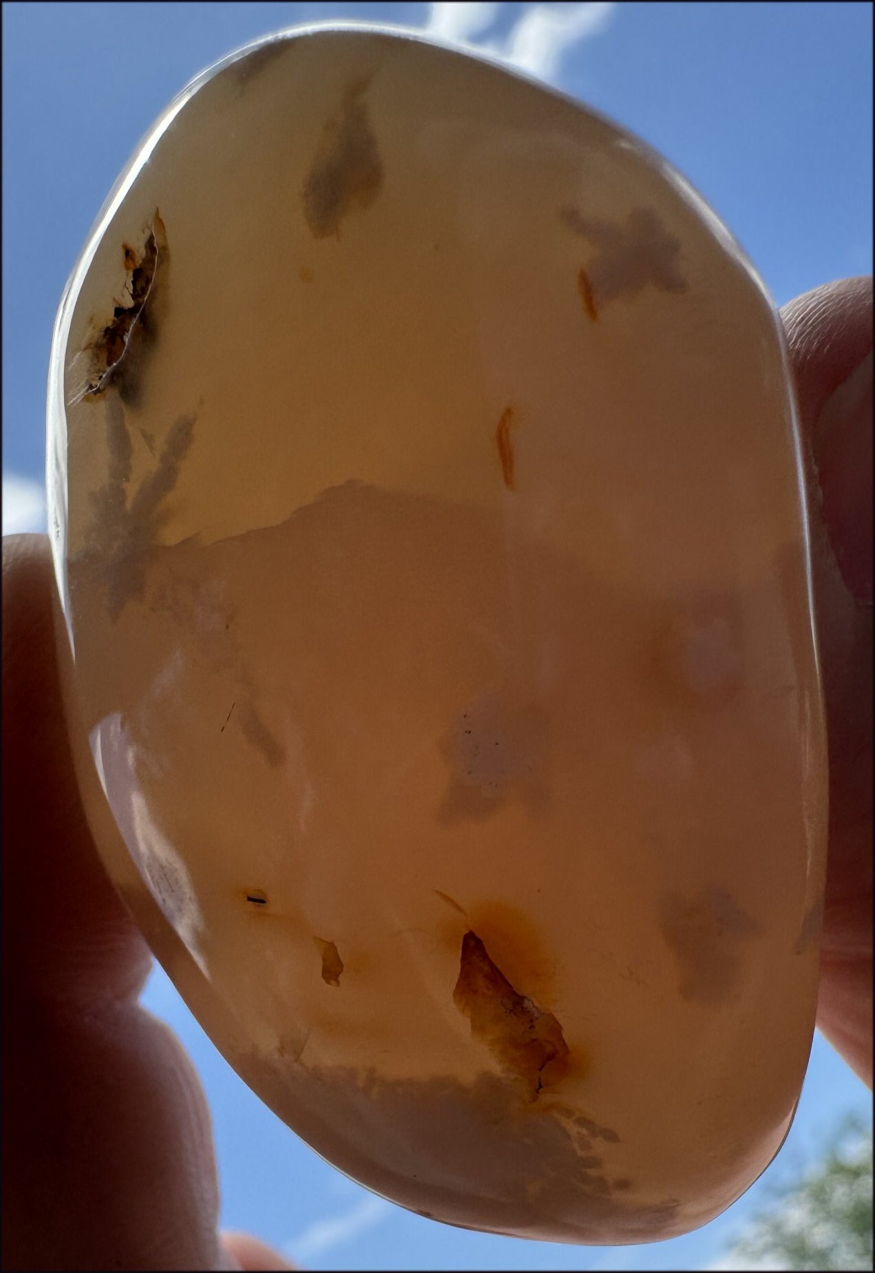 Cherry Blossom Agate AKA Flower Agate Crystal Palm Stone with Big VUG