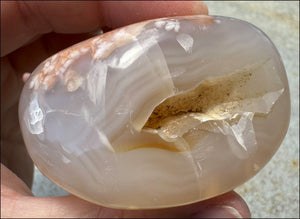Cherry Blossom Agate AKA Flower Agate Crystal Palm Stone with Big VUG