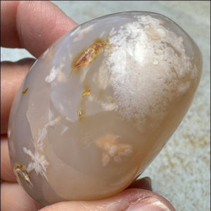 Cherry Blossom Agate AKA Flower Agate Crystal Palm Stone with Big VUG