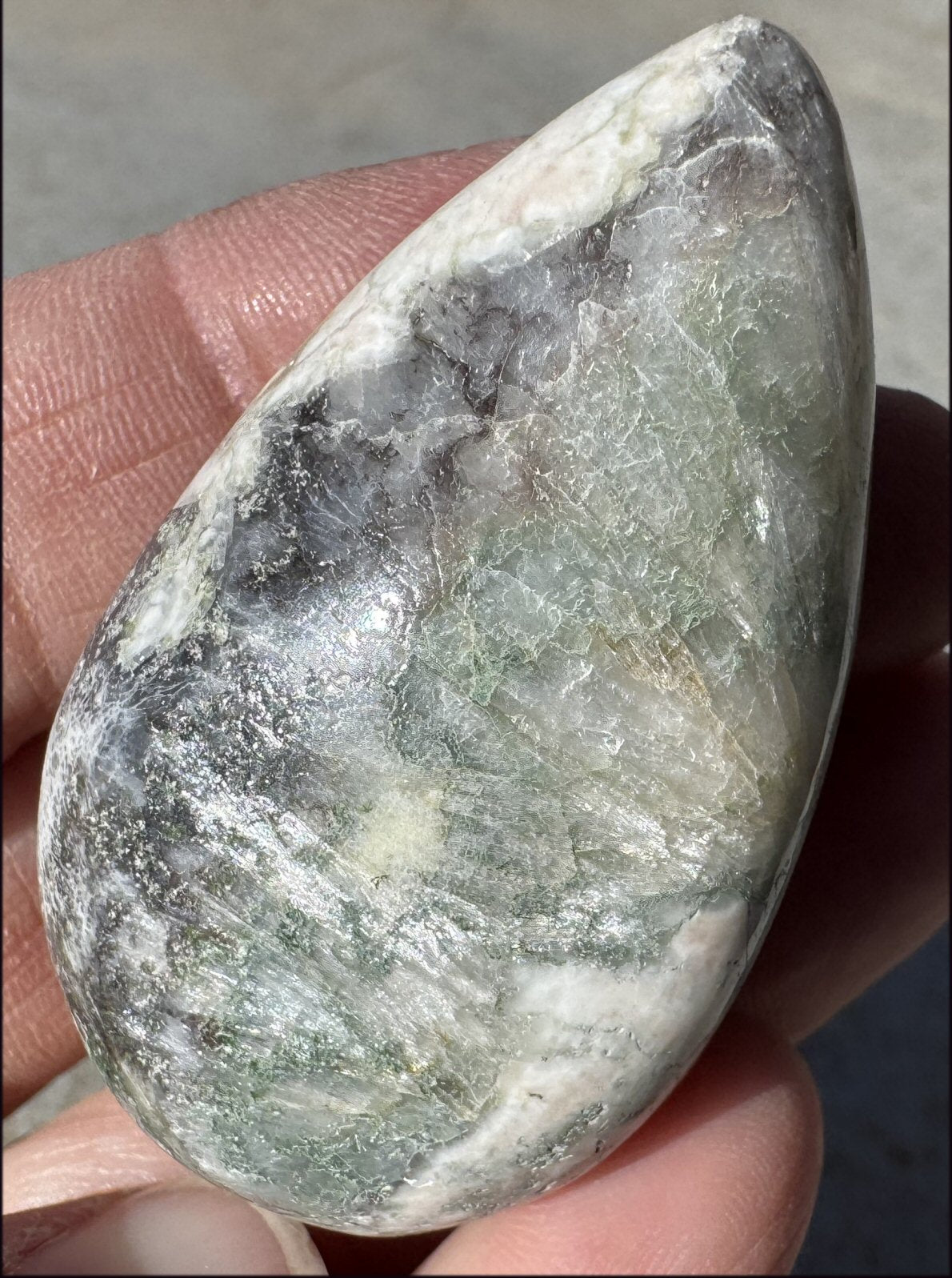 Celadonite Pocket / Palm Stone - Connect with Nature Beings, Heart Chakra