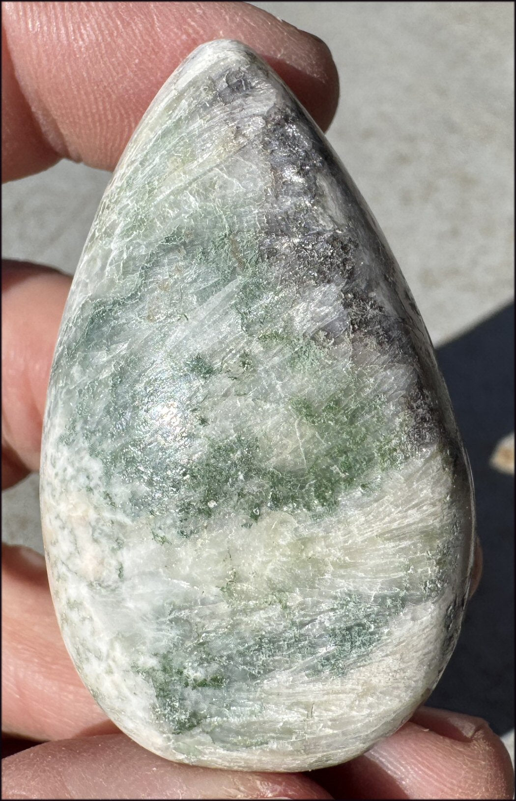 Celadonite Pocket / Palm Stone - Connect with Nature Beings, Heart Chakra