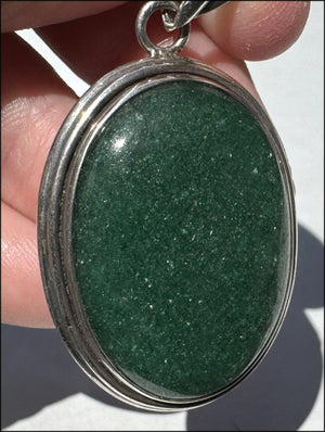 Sterling Silver and Green Aventurine Crystal Pendant with Fantastic SPARKLES - with Synergy 10+ years