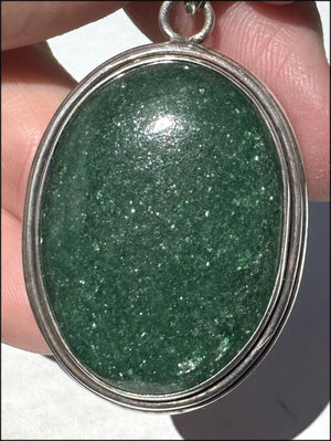 Sterling Silver and Green Aventurine Crystal Pendant with Fantastic SPARKLES - with Synergy 10+ years