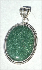 Sterling Silver and Green Aventurine Crystal Pendant with Fantastic SPARKLES - with Synergy 10+ years