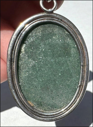 Sterling Silver and Green Aventurine Crystal Pendant with Fantastic SPARKLES - with Synergy 10+ years
