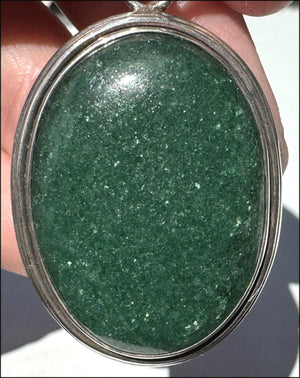 Sterling Silver and Green Aventurine Crystal Pendant with Fantastic SPARKLES - with Synergy 10+ years