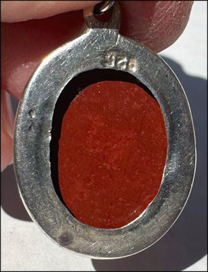 Sterling Silver and RED JASPER Crystal Pendant - Stone of Counselors and Healers - with Synergy 10+ years